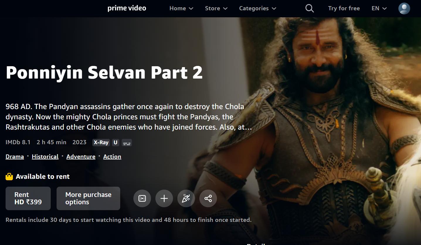 Ponniyin Selvan Ott Release Date Tamil Hindi Telugu Kannada